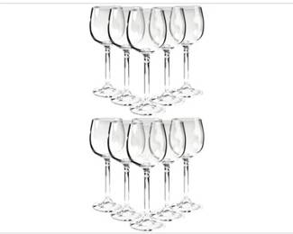 10 Bohemia "Isabelle" Clear Crystal Wine Glasses With Multi-Sided Stem And Base