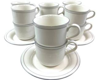 Lenox Chinastone Set Of 12 Cups And Saucers, For The Grey Patterns