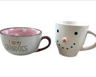 2 Large Decorative Mugs, Dishwasher Safe