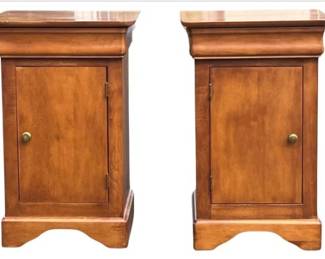 Wooden Nightstand With Drawer And Cabinet