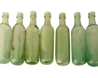 Antique Aqua Glass Bottles - Also Known As Torpedo Bottles