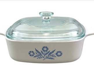Vintage CorningWare Blue Flower Square Casserole Dish With Glass Lid
