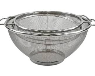 Set Of 2 Stainless Steel Mesh Strainers With Square Handles