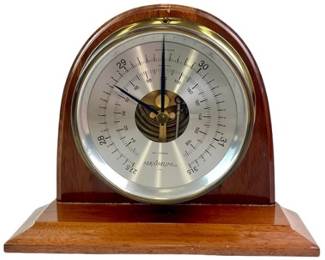 Maximum Inc USA Desk/Mantel Barometer With Brass And Wood Base