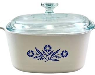 Vintage CorningWare Blue Flower Square Pyroceram Stove Top Casserole Dish With Glass Lid