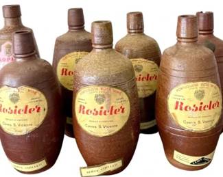 Vintage Rosicler Portuguese Stoneware Wine Bottles