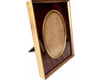 Vintage Easel Back Brass Frame With Interior Oval Matting - Signed Overton Original, South Haven, Michigan
