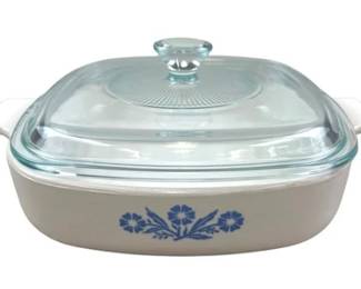 Vintage CorningWare Blue Flower Square Casserole Dish With Glass Lid