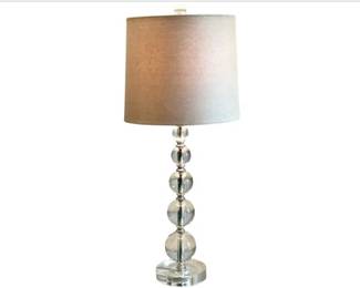 Contemporary Stacked Crystal Ball Table Lamp With Fabric Shade