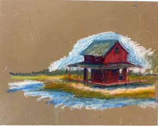 Red Barn Acrylic Painted Sketch By Britt Bair
