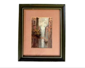 Hand Painted Belgian Street Scene - Framed