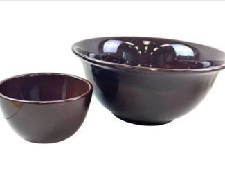 Pottery Barn Large And Small Chocolate Brown Serving Bowls