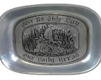 Vintage Wilton Armetale "Give Us This Day Our Daily Bread" Tray