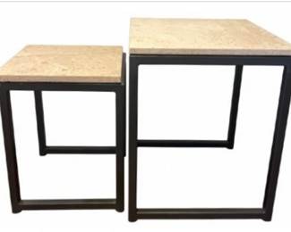 Marble Top & Metal Base Nesting Tables - Two Pieces