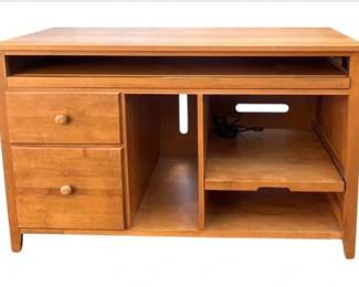 Ethan Allen Maple Wood Computer Desk With Keyboard Tray And Storage