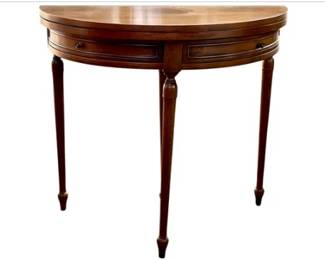 Mid-Century Demilune Console Table With Tapered Legs