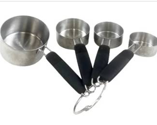 Stainless Steel Measuring Cups With Soft Black Grip Handles