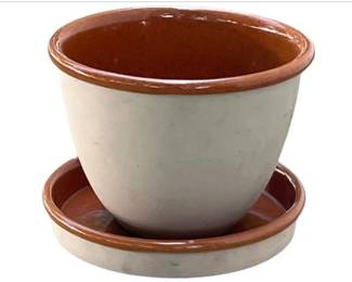 Bennington Potters Ceramic Planter With Matching Saucer