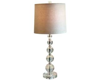 Contemporary Stacked Crystal Ball Table Lamp With Fabric Shade