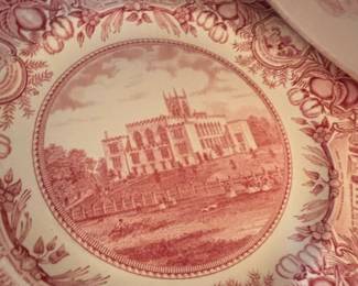 Wedgwood set of 12 Georgia Plates - Red transferware