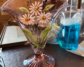 Hand Painted Depression Fan Vase