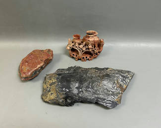Lot 45: Soapstone Carving and Fossils 
