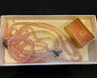 BO264Vintage Pink Beaded Necklace In Need Of Love
