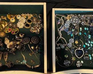 BO169Blues And Gold Tones Collection Of Costume Jewelry