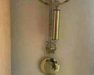 BO145Vintage Howard Miller Lucite Brass Wall Clock
