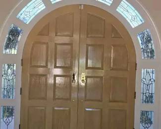 BO207Two Oval bronze tone leaf motif decorative wall mirrors