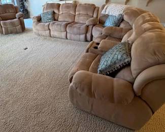 BO148Plush Brown Reclining Sectional Sofa With A Reclining Chair