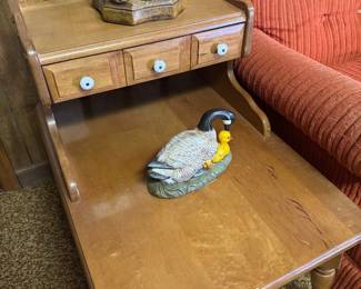 Vintage Maple 2 Tier Step Drawer End Table