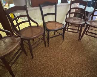 Antique Victorian Cane Seat Chairs