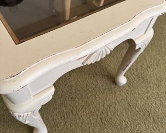 White Glass Top Side Table