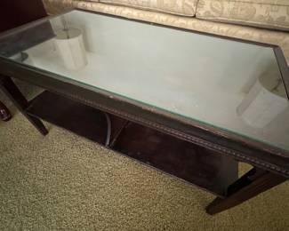 Vintage Wooden Coffee Table with Glass/Storage