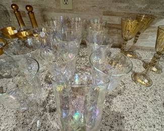 Vintage Fostoria Iridescent Crystal Wine Glasses