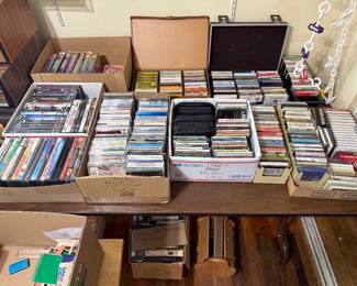 DVDs, cassettes and CDs