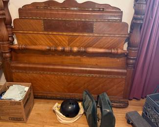 Antique Art Deco Waterfall Bedframe/Headboard/Footboard and Frame Queen/Full