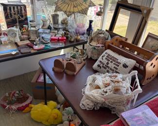 Wood Doll Cradle, Frames, Teddy Bears and Dolls