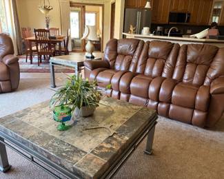 Lazy Boy Recliner set ,leather and Tables
