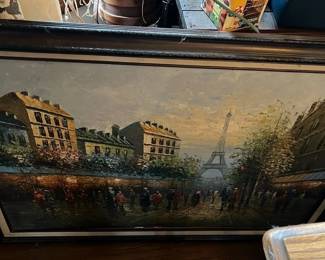 Oil Street Scene with Eiffel Tower