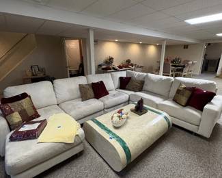 LARGE Sectional Couch, Marble coffee table