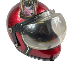 1970s Shirley Muldowney NHRA Roper Helmet Autographed Vintage Red Sparkle