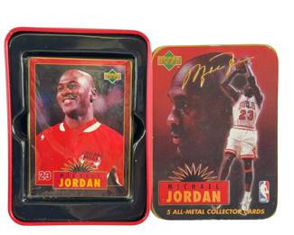 Michael Jordan All Metal Collector Cards Sealed Plastic in Tin