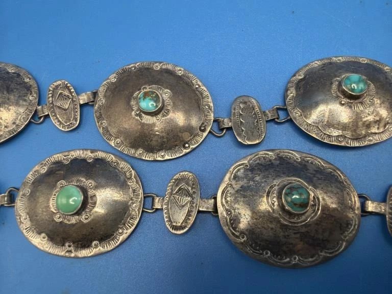 Navajo sterling silver. Concho. Turquoise.   