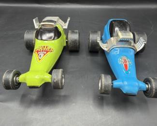 Tonka friction wheelie race cars.