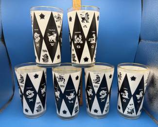 MCM Zodiac glassware. Glasses.