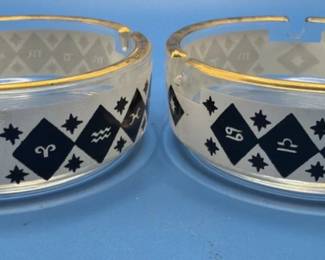 MCM Zodiac glassware. Ashtrays.