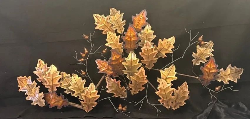 Curtis Jere MidCentury Mixed Metal Leaf Wall Sculpture
