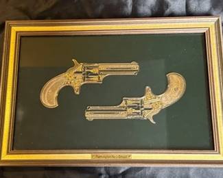 Franklin Mint Remington No 1 Smoot Silhouette Sterling Silver 24K Gold Original Art